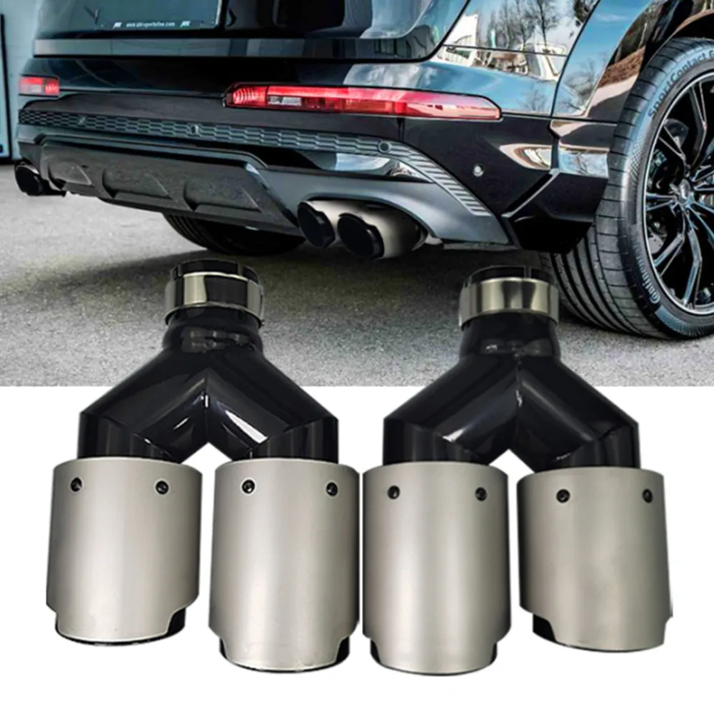 1 шт. двойной глянцевый серебряный наконечник выхлопной трубы Y-образный