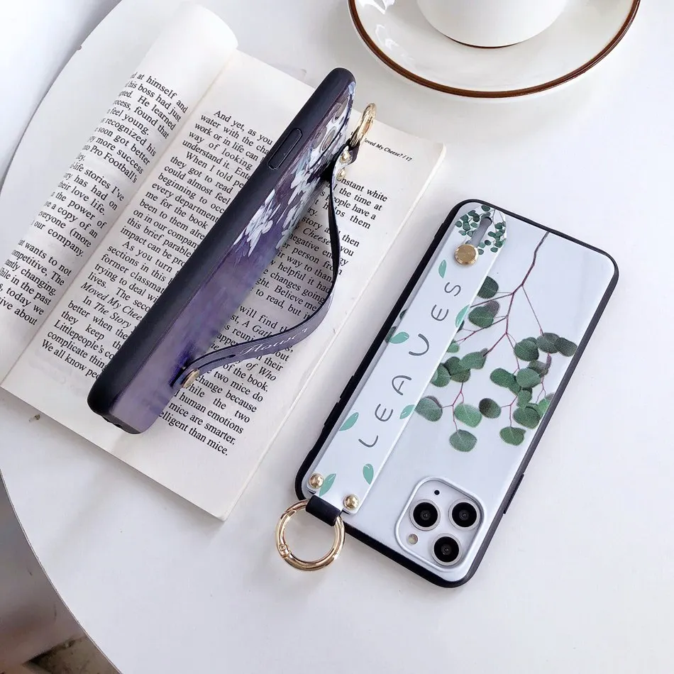 AXBETY чехол для iPhone 11 Pro 7 8 Plus X XS MAX Модный цветочный ремешок с подставкой XR 6s мягкий