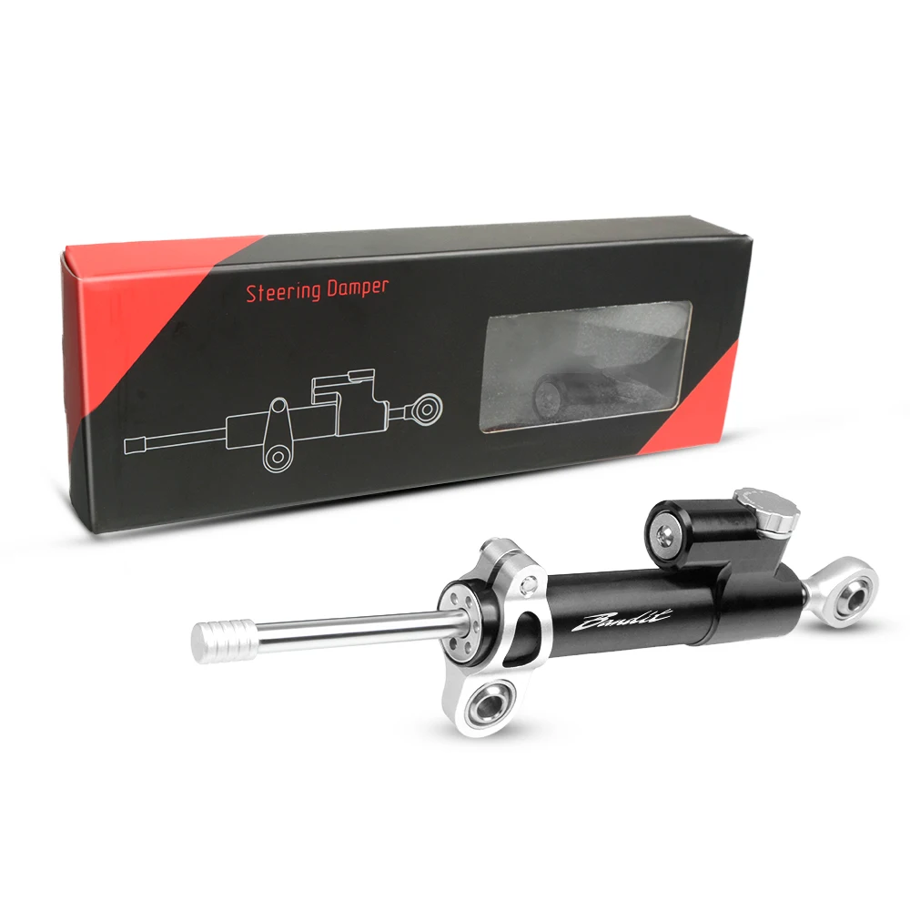 sliver and black Мотоцикл с ЧПУ рулевой демпфер монтажный стабилизатор Adjustablet для SUZUKI GSF 250 600 600S 650 650S 650N 1200 1250 Bandit 650S - Цвет: sliver and black