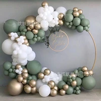 137pcsset wedding party decorations retro green white gold latex balloons arch balloon garland for baby shower decor supplies