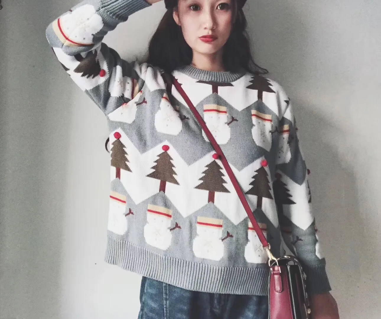 New Autumn and Winter Cotton Knit Christmas Sweater Mommy and Me Clothes Family Matching Clothes