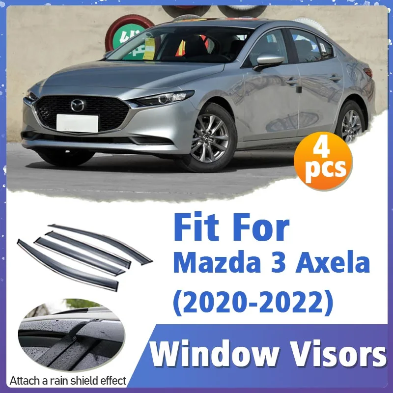 Window Visor Guard for Mazda 3 M3 Axela 2020-2022 Vent Cover Trim Awnings Shelters Protection Sun Rain Deflector Accessories
