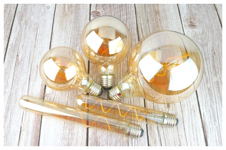 T45 ST64 G80 G95 G125 T225 Spiral Light LED Filament Bulb 4W 2200K Retro Vintage Lamps Decorative Lighting Dimmable Edison Lamp