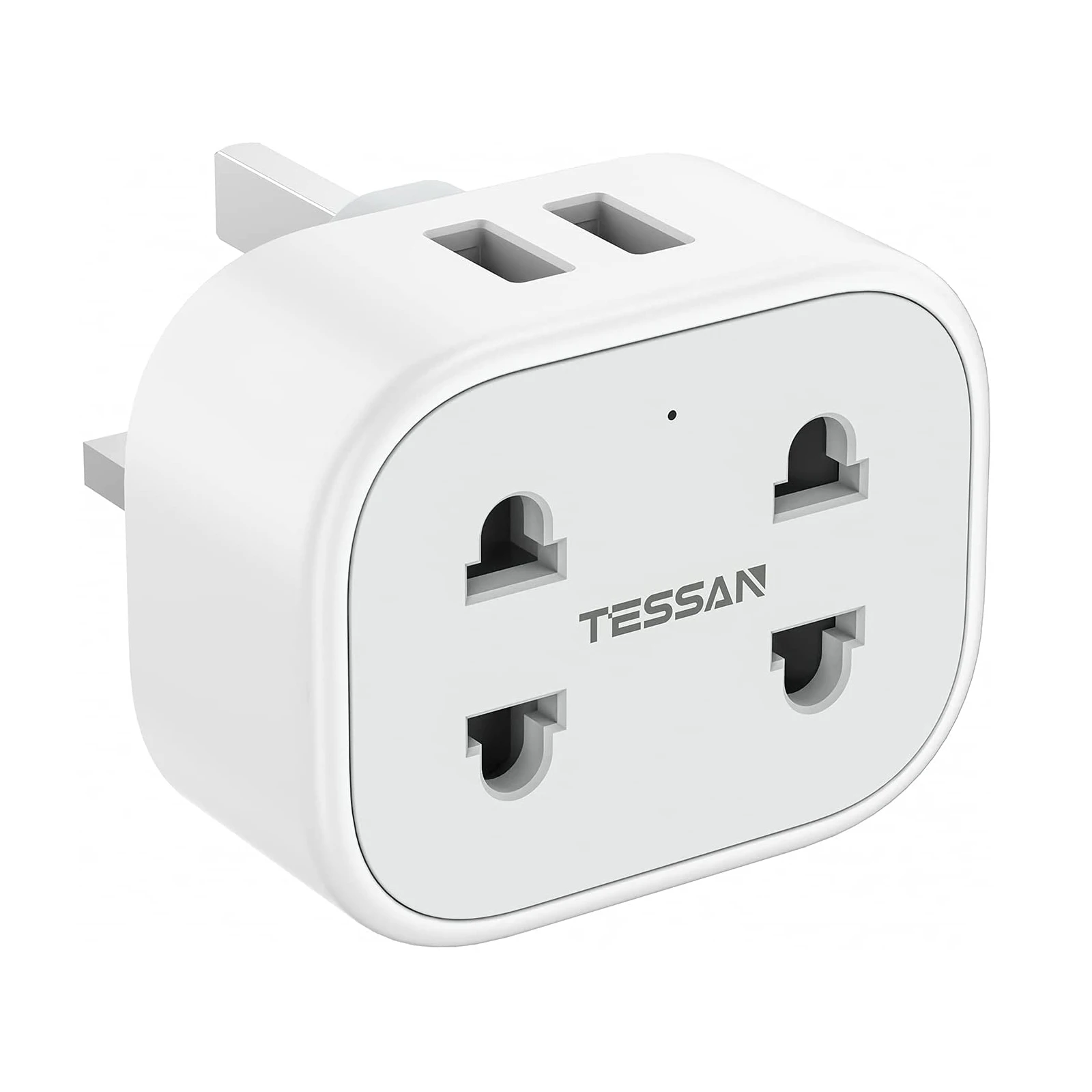 Branco da Tomada do Barbeador do Dobro do Curso de Tessan Portas de Usb Pinos com Proteção da Sobrecarga Tessan com 2 Soquete da Tomada do Adaptador de 2 Pinos a 3 Adaptador com 2