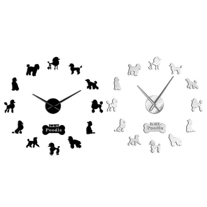 

Poodle Big Hand Modern Wall Clock Poodle Dog Diy Giant Wall Clock Dining Room Wall Decor Poodle Mirror Effect Diy Large Wall Art
