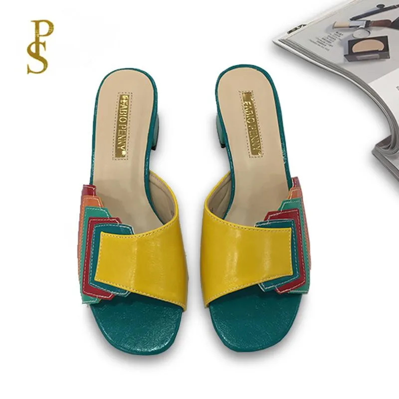 TEAL and YELLOW Модные и нежные разноцветные женские тапочки в стиле пэчворк; женские шлепанцы в нигерийском стиле - Цвет: TEAL and YELLOW