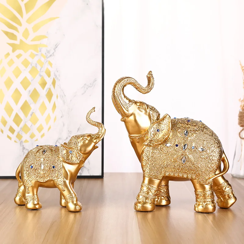 

Resin handicraft Thai elephant gold and silver peace auspicious elephant ornaments home TV cabinet animal ornaments decoration
