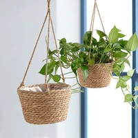 wicker ratten wall hanging basket flowerpot planter woven plant holder hanger storage basket