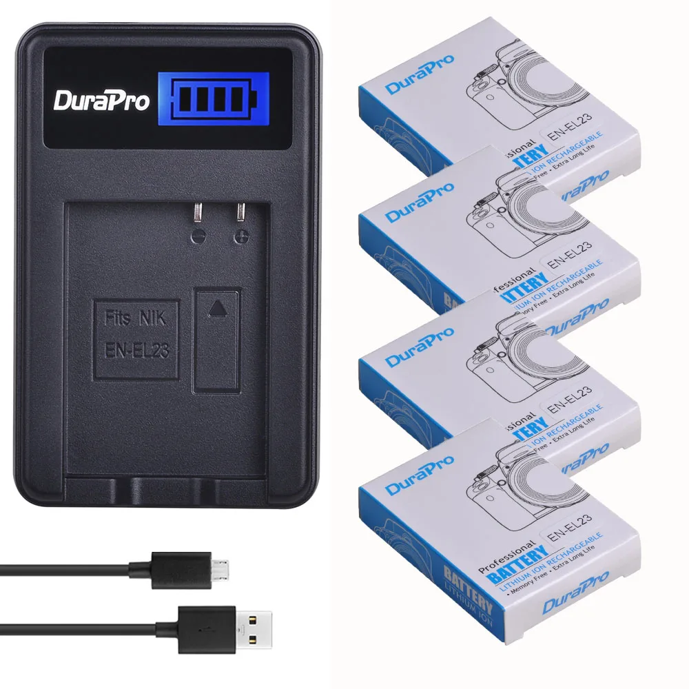 DuraPro 3 шт. 3,8 в 1850 мАч EN-EL23 литий-ионная аккумуляторная батарея зарядное устройство Комплект для Nikon COOLPIX P900, P610, P600, B700 цифровой камеры - Цвет: 4 Battery Set