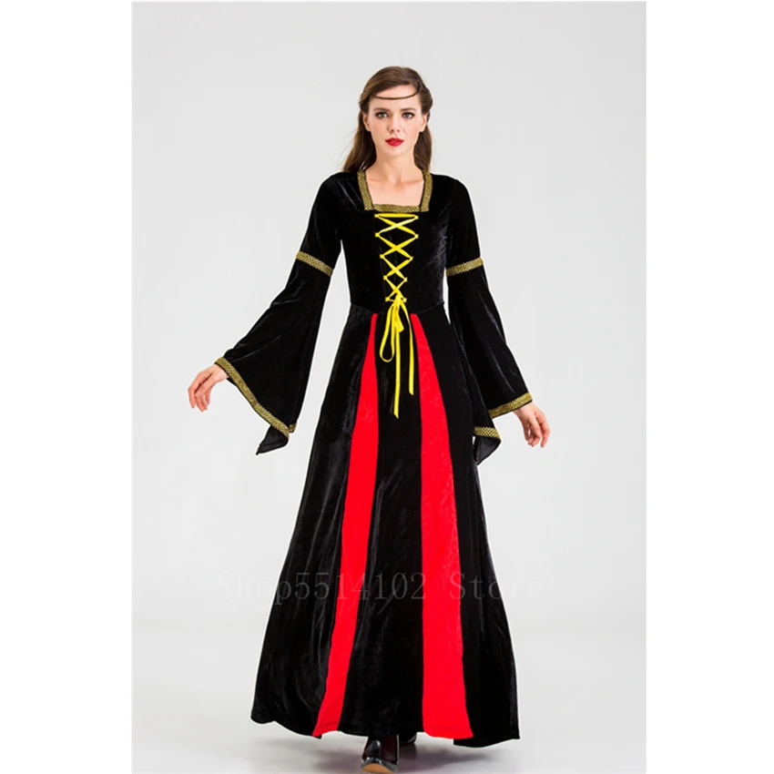 Женский маскарадный костюм средневековой расцветки карнавальное