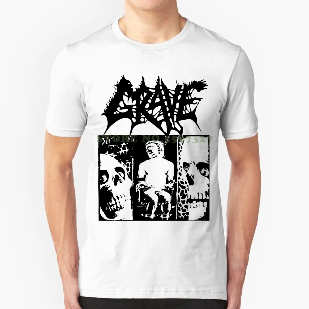 

Новинка, белая футболка с принтом в виде металлической ленты с эффектом потрясающей боли, Мужская футболка высокого качества