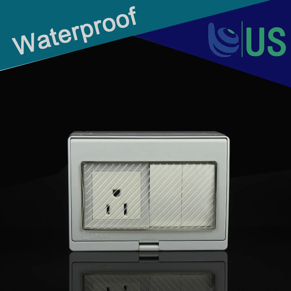 

US Standard IP55 Waterproof Dust-proof Outdoor Socket External Power Outlet With Cover 110~250V 10A