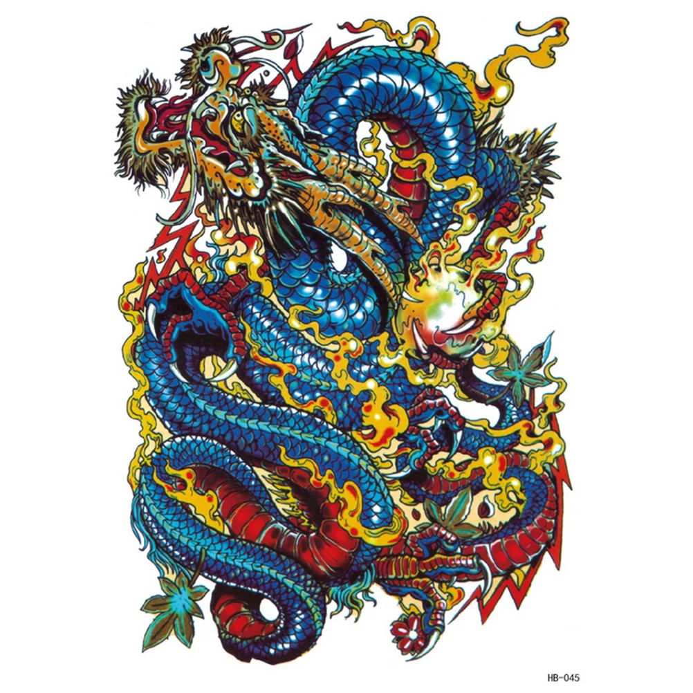 

Hot Sale 1 Sheet Dragon Tattoo Stickers Waterproof Arm Leg Temporary Tattoo Stickers Men Tattoo Transfer Sexy Products