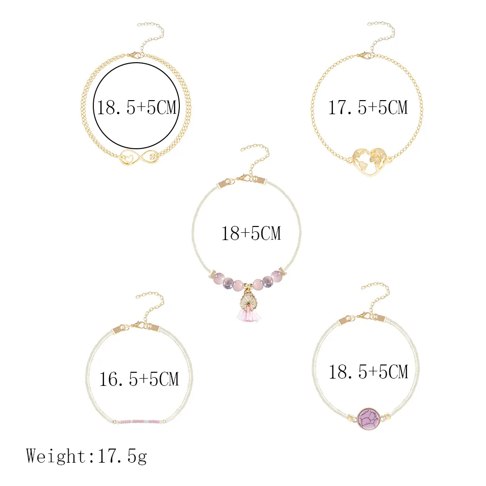 5 шт./компл. для женщин браслеты в виде ракушки бахрома круглые трещины