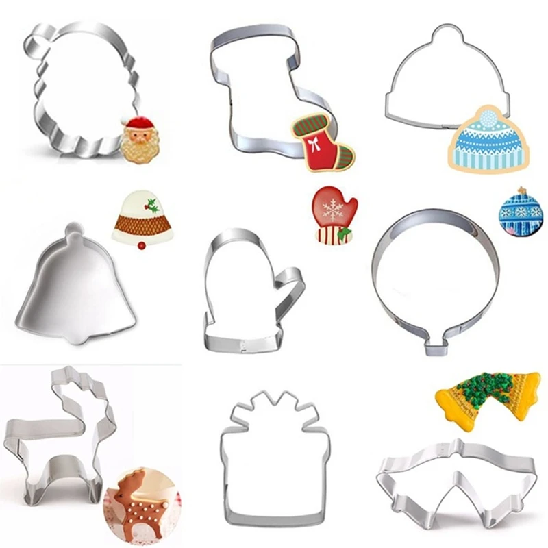 

Christmas Cookie Cutter Stainless Steel Cut Candy Biscuit Mold Cooking Tools Christmas Theme Metal Cutters Mould Snowflake Snowm