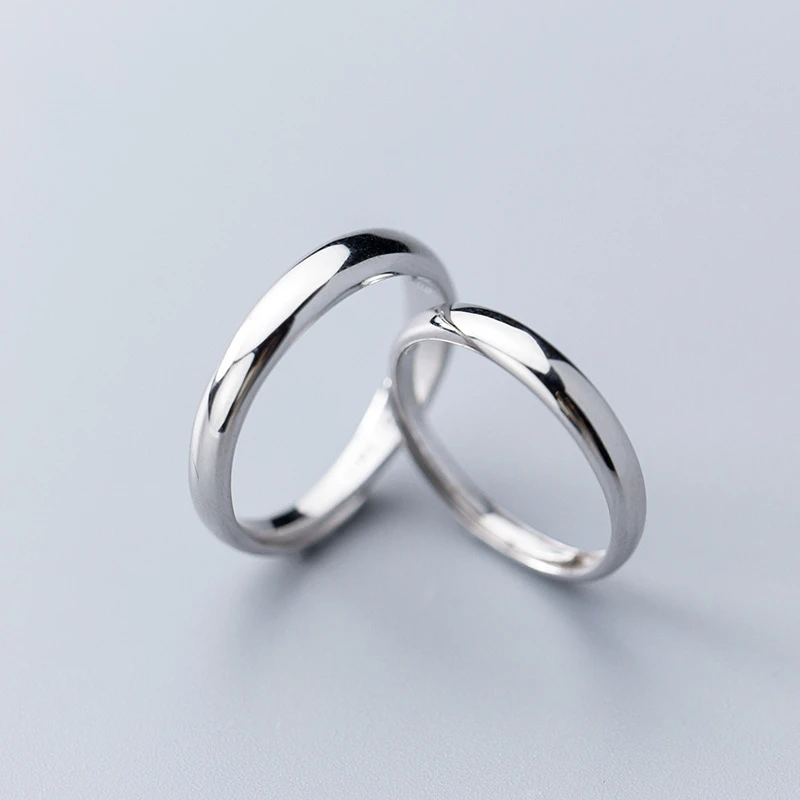 

925 пробы ювелирные изделия серебряного цвета гладкие кольца с гравировкой сзади любовь обет открытие регулируемое кольцо для пары Свадебны...
