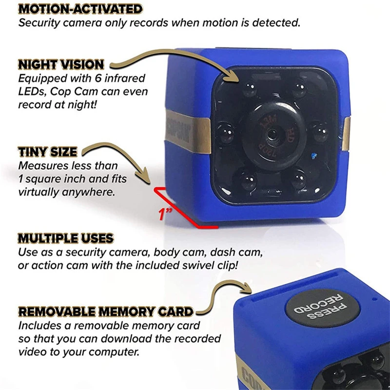 Мини камера видеонаблюдения 1080P экшн конвертирует камеру слежения Няня/движение