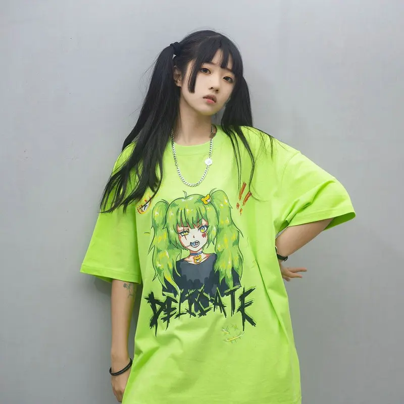 

Short Sleeve Loose Summer Tee Shirt Femme Casual Harajuku Anime Tshirt Streetwear Large Size Korean Fashion Clothing Japan Style