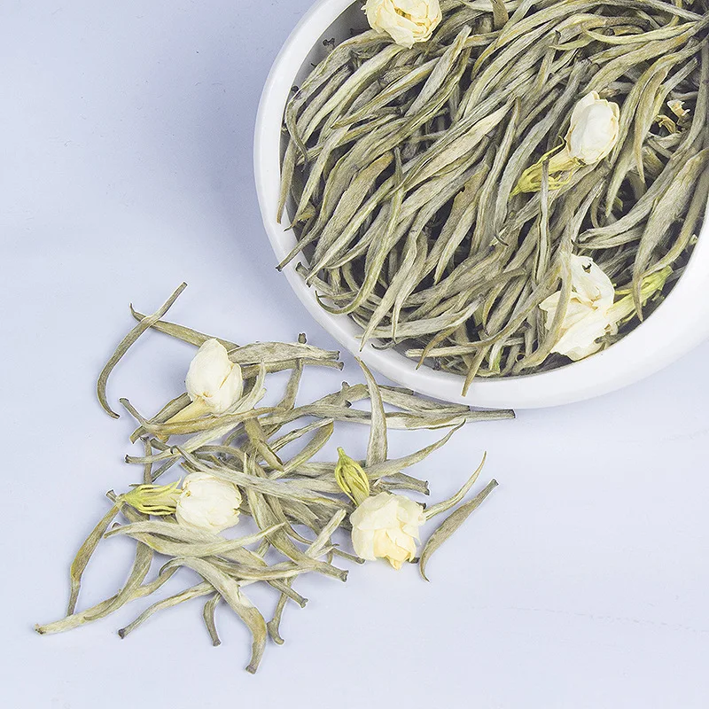 

2021 Китайский Гуанси Премиум 6A Жасмин Серебряный игольчатый цветочный чай ароматный для похудения зеленый чай для здоровья 250 г