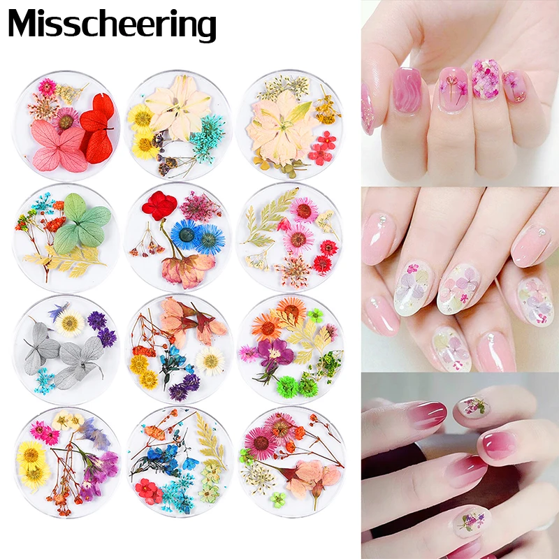 

1 Pcs Dried Flowers Leaf Mix Natural Floral Gypsophila Sticker 3D Dry Beauty Nail Art Decals UV Gel Polish Manicure Decorations