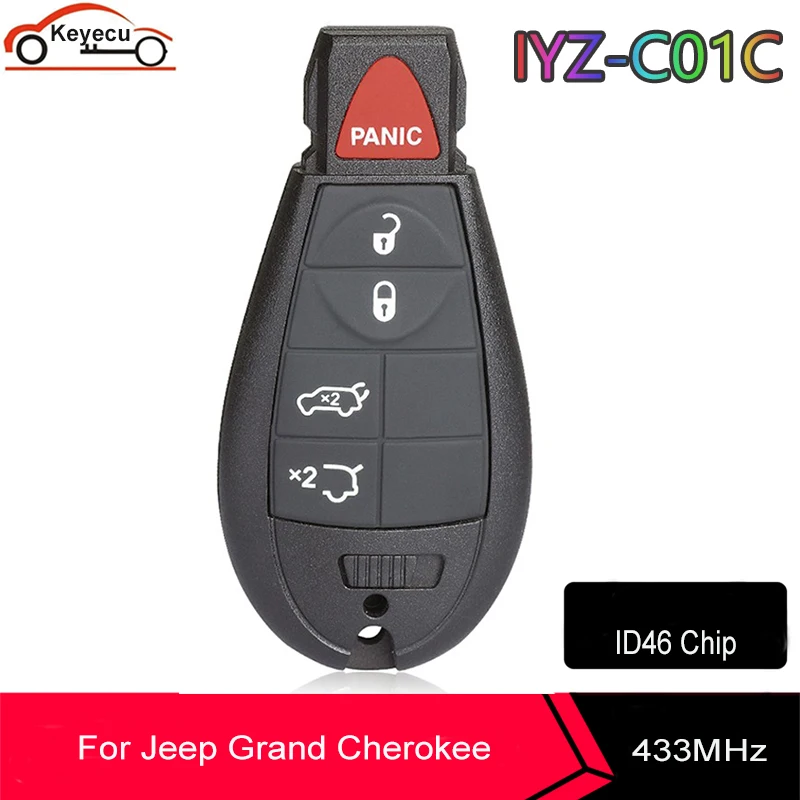 

KEYECU M3N5WY783X IYZ-C01C 4 + 1 5 кнопочный брелок 433 МГц для Jeep Grand Cherokee Command 2008-2012 умный пульт дистанционного управления автомобильный ключ