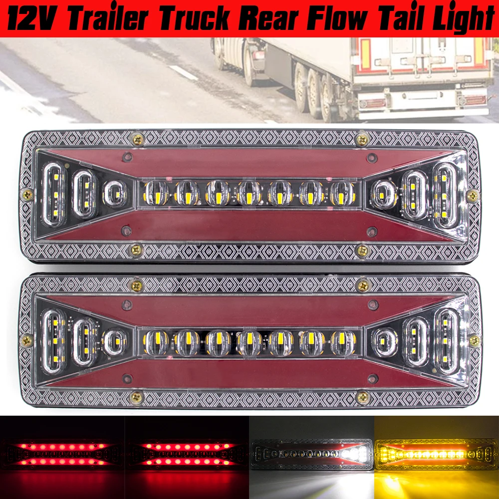 

2x 12V Dynamic 37 LED Car Truck Tail Light Turn Signal Rear Brake Light Reverse Signal Lamp For Trailer Lorry Bus Camper