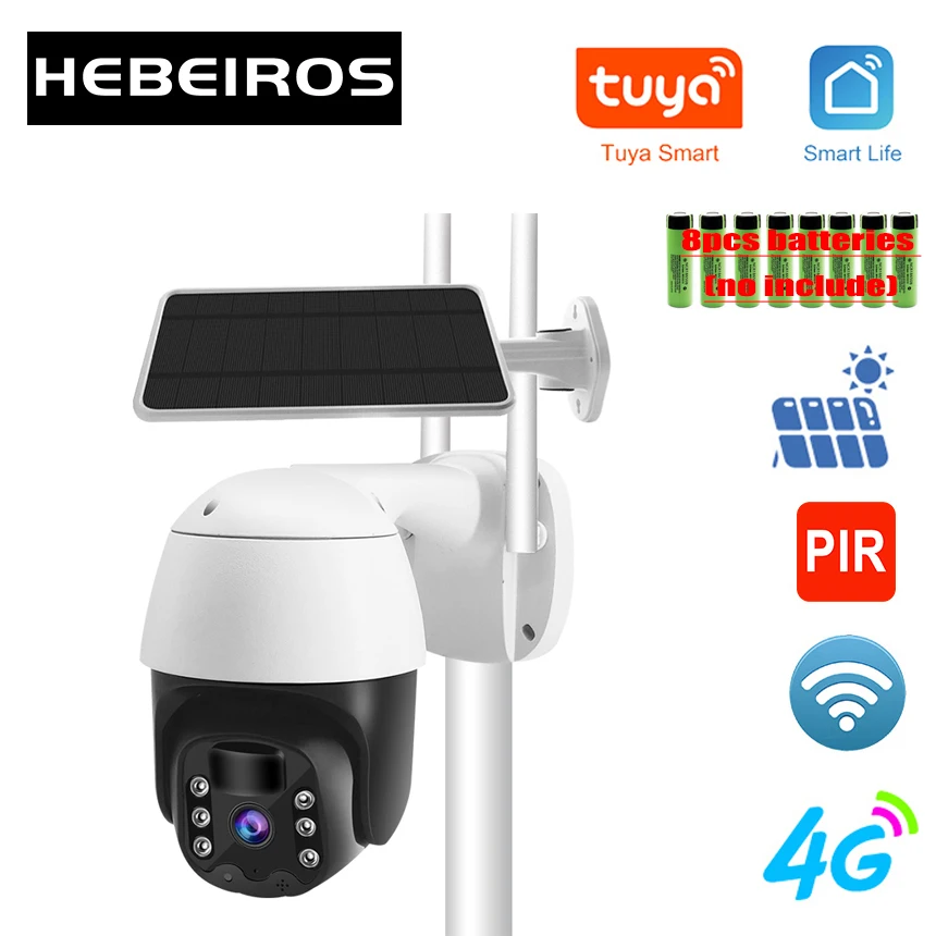 IP камера Hebeiros 2 Мп с солнечной батареей 1080P 4 кратным зумом|Камеры видеонаблюдения|