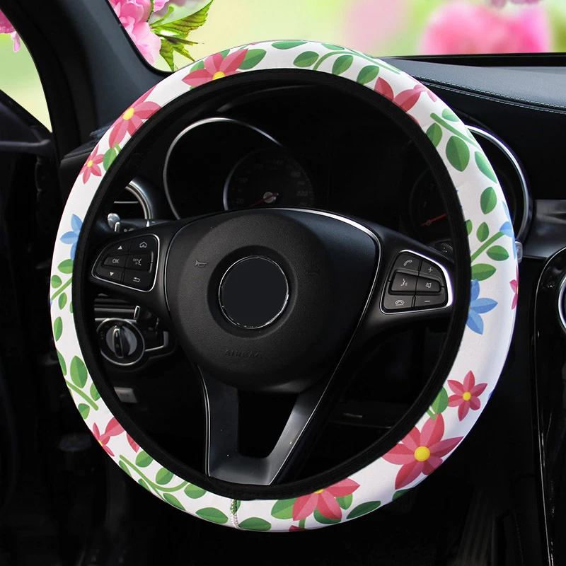 

Car Steering Wheel Cover Fresh Flower Shape Without Inner Ring Steering Wheel Cover Universal 15 Inch Car Interiors