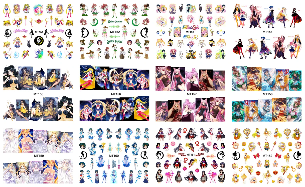 

1 Sheet Nail MT151 Yellow Sailor Moon Cartoon Nail Art Water Transfer Sticker Decal For Nail Art Decoration