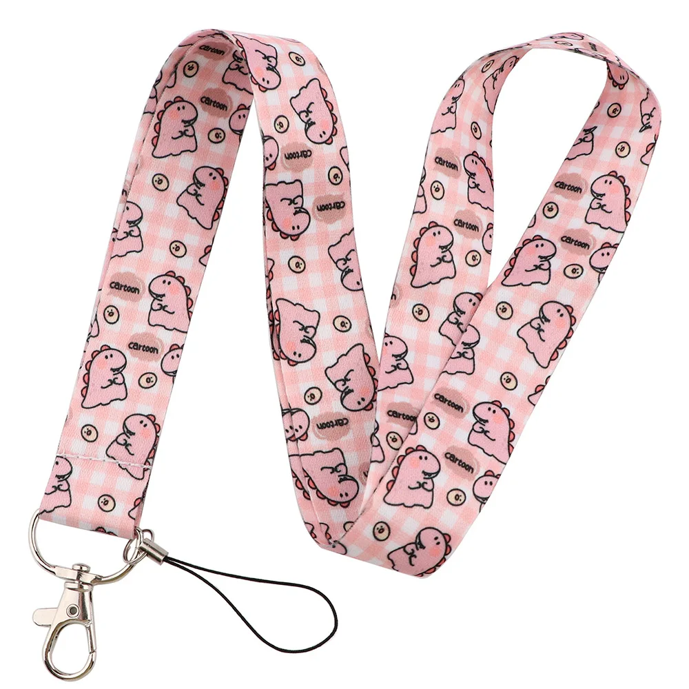 cute dinosaur cartoon print lanyard keychain children ribbon hang rope keyring mobile phone neck straps accessories free global shipping