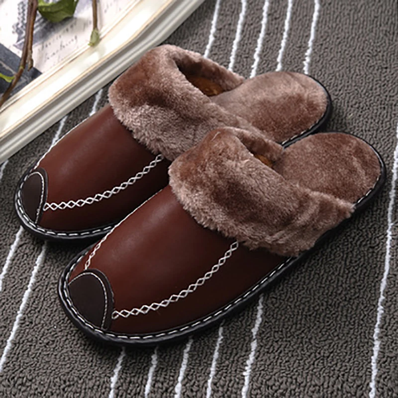 

Women Slipper for winter fashion leather shoes indoor use plus size DB013