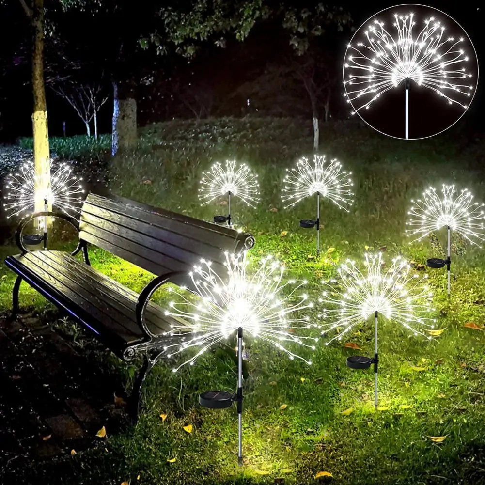 

Solar Outdoor Fireworks Lamp 90 Led Copper Wire Lamp String Ground Inserted Dandelion Lamp Garden Landscape Holiday Decoration