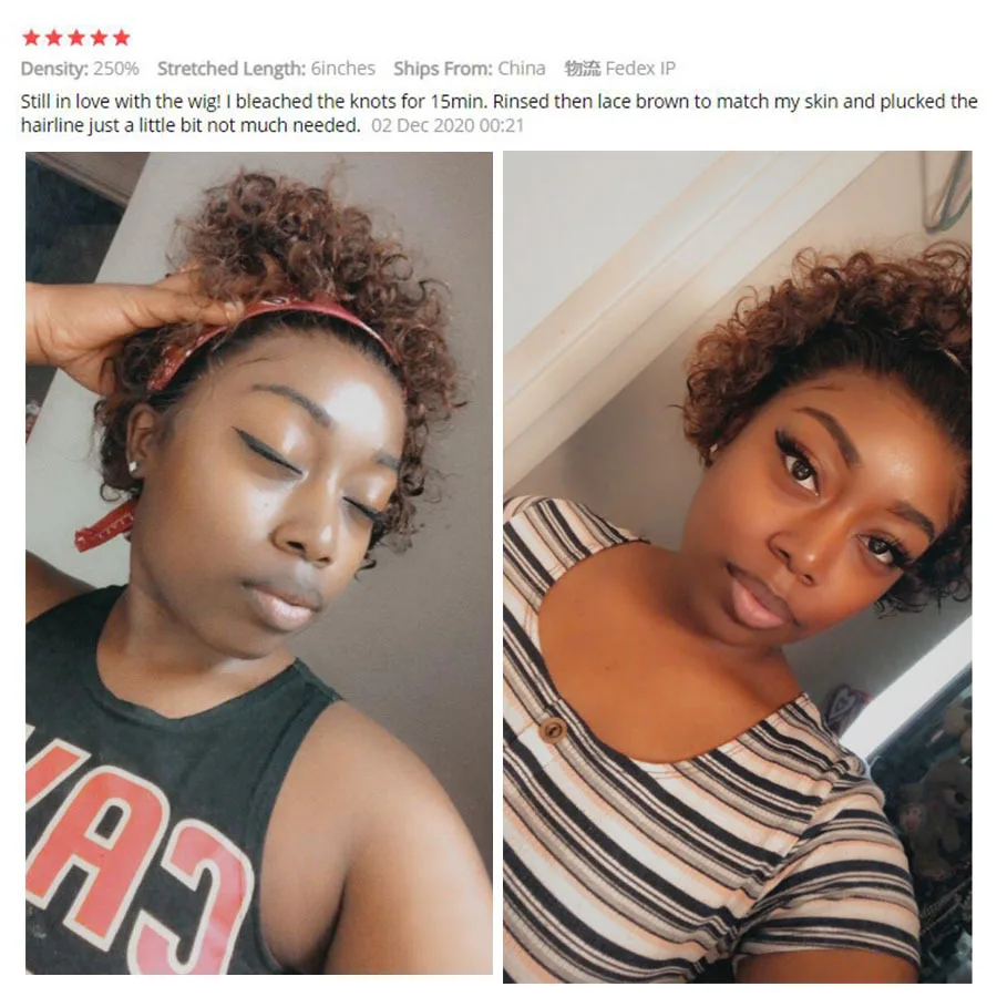 

Short Bob Wig 250% Density Curly Pixie Cut Wig Human Hair Wigs PrePlucked 4x4 Closure Wig Brazilian Hair Wigs For Black Women