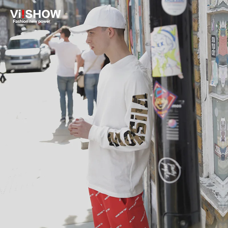 VIISHOW мужские футболки с длинным рукавом модные хип-хоп фитнес-футболка Homme