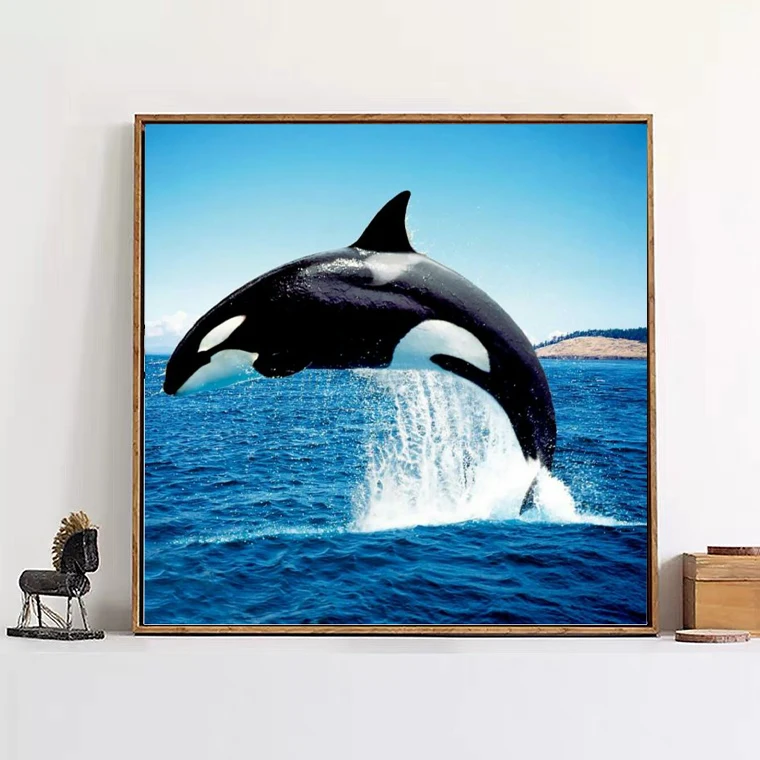 

GXMUL New 5d Full Diamond Living Room Bedroom DIY Dolphin Full Diamond Diamond Painting Decoration Drawing 2021