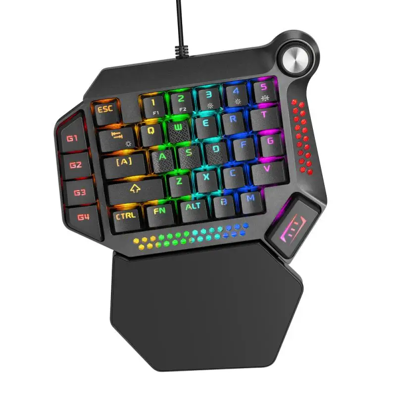 

Новая игровая клавиатура для одной руки, 35 клавиш, RGB-подсветка, портативная игровая мини-клавиатура, Эргономичный игровой контроллер для ПК...