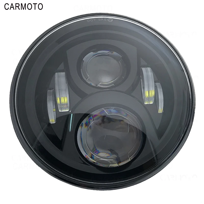 1pcs 7 Inch DOT SAE E9 Motorcycle Headlamp with angle eye Led Headlight 7inch housing bucket trim ring for Touring Electra Glide