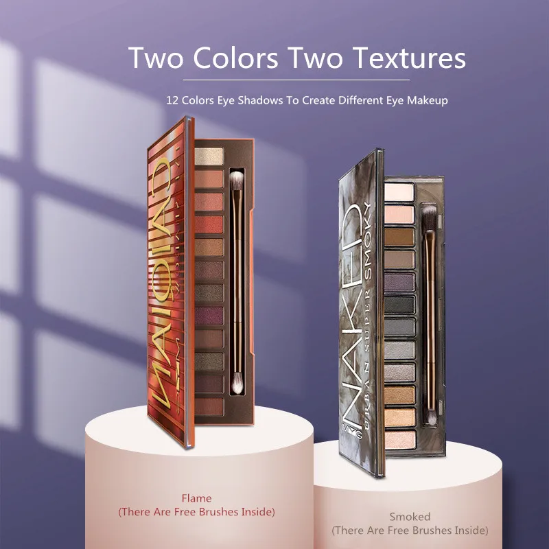 

12 Colors Eyeshadow Palette Nude Makeup Earth Color Fine Pearl Matte Glitter Sequins Waterproof Long-lasting Eye Pigment Box