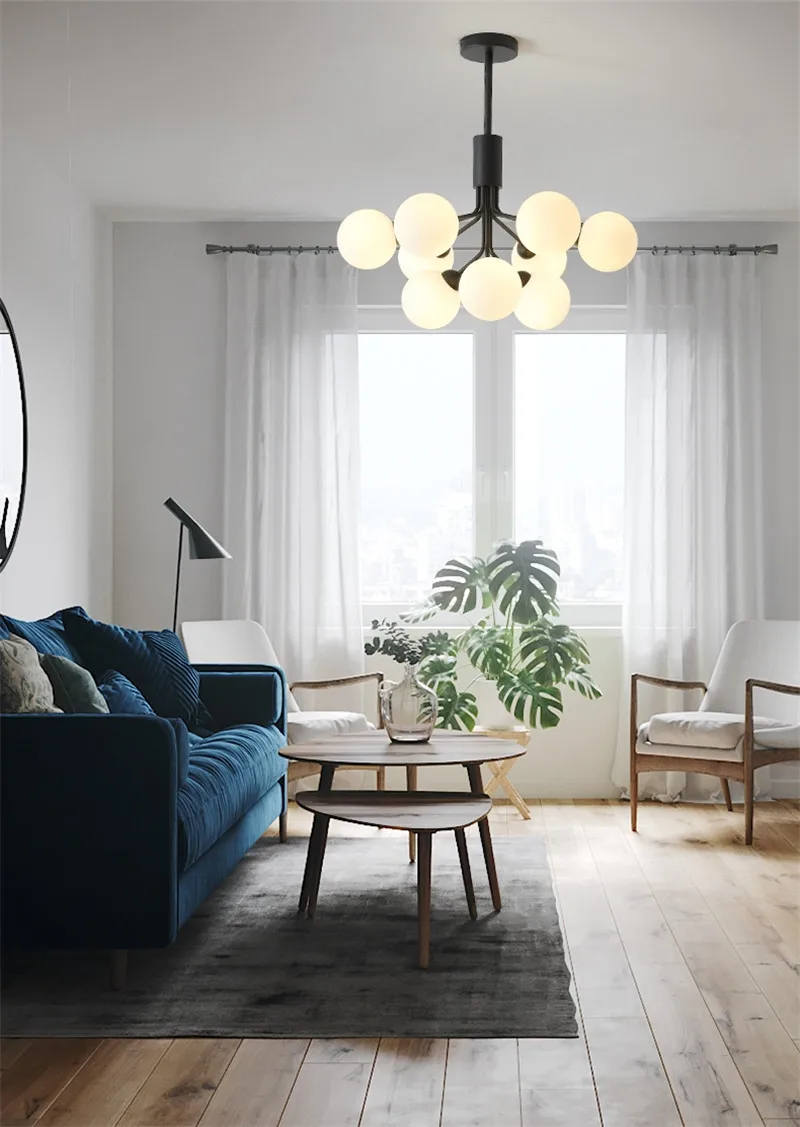 

Modern Chandelier Metal Glass Ball Magic Bean Pendant Light Chandelier For Bedroom Living room Decor Ceiling Lamp Fixture PA0628