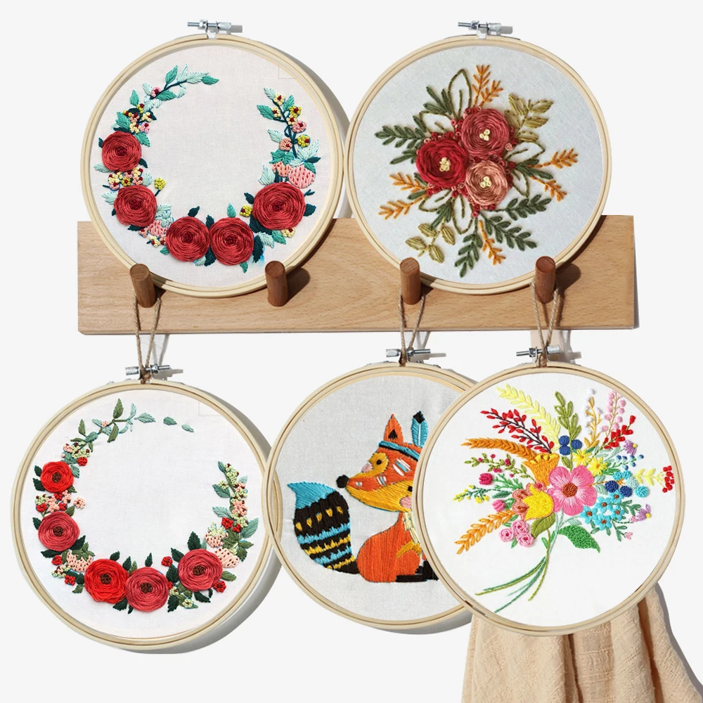 Набор для вышивания круглая ткань с принтом инструменты шитья | Дом и сад