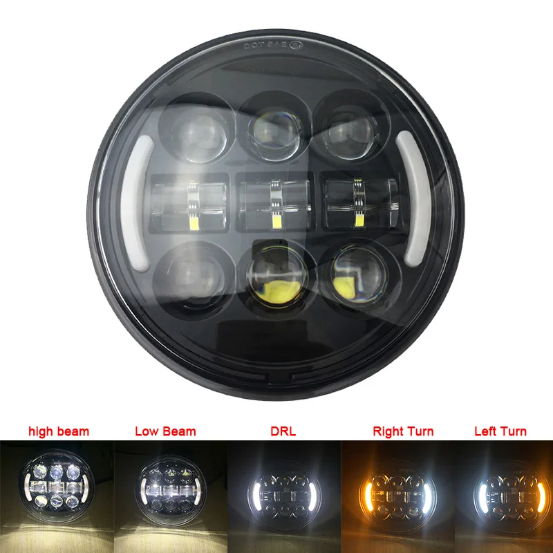 Аксессуары для мотоциклов 5 75 дюйма 45 Вт передняя фара вождения DRL ангельский глаз