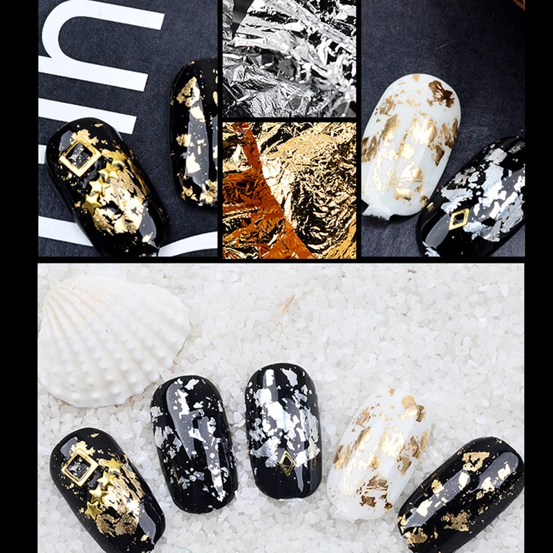 Золотые наклейки для ногтей серебряные блестки чешуйчатый чип фольга сделай сам