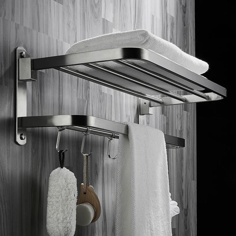

High Quality Fixed Bath Towel 304 stainless Steel Holder Towel Rack Holder For Hotel or Home Bathroom Storage Rack Rail Shelf