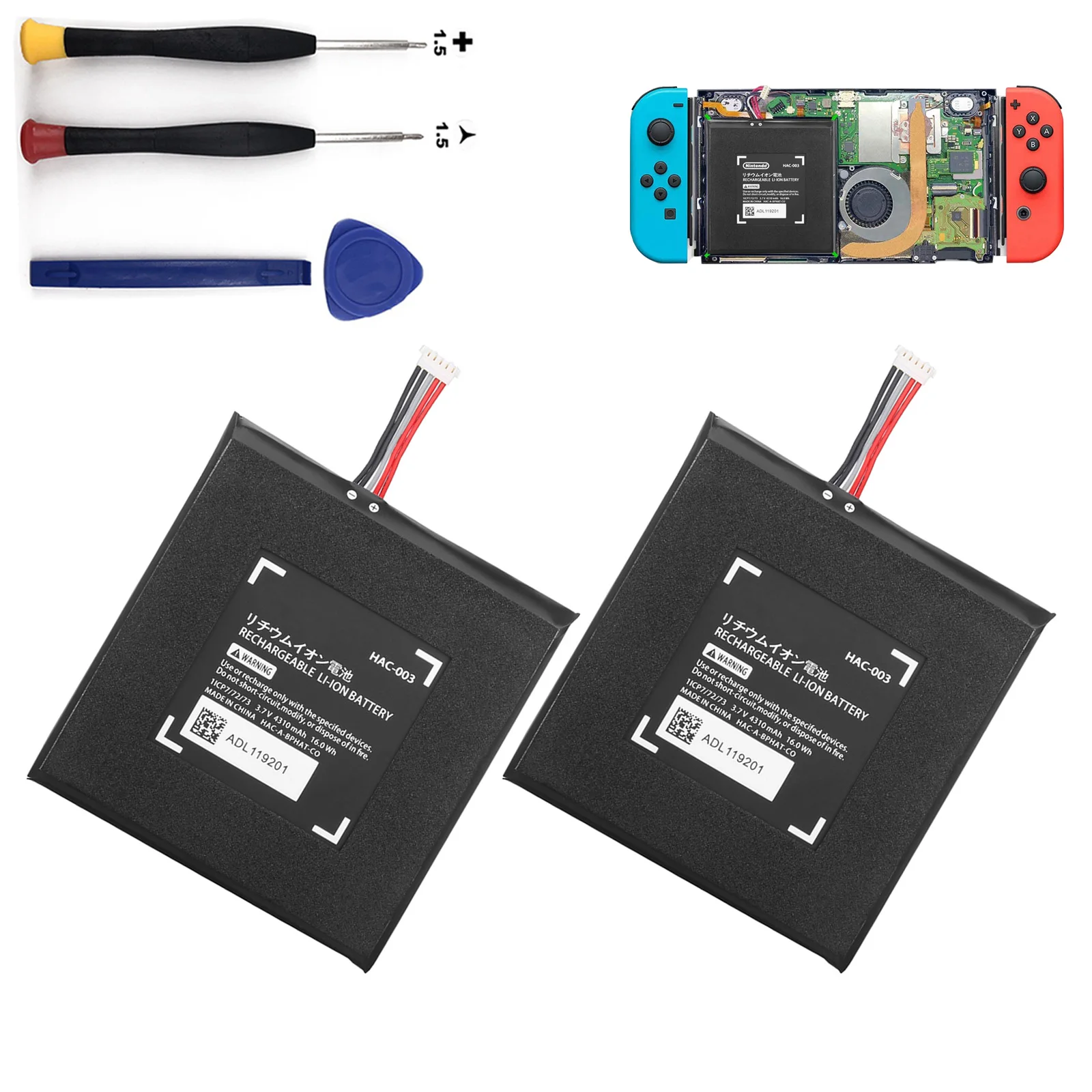 

2pcs 3.7V 4310mAh HAC-003 Rechargeable Battery for Nintend Nitendo Switch Console Controller Li-ion Battery Replacement
