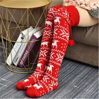 womens christmas long knitted stockings for girls ladies women winter warm knit socks thigh high over the knee socks