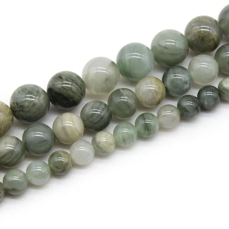 Натуральные зеленые каменные бусины круглой формы для создания украшений своими руками - браслетов и ожерелий. Полоса 15 дюймов. 4/6/8/10/12 мм.