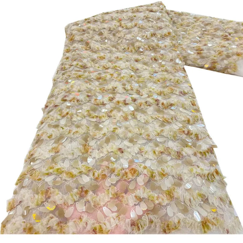 

African Lace Fabric 2021 High Quality Lace With Sequined French Lace Fabrics 2021 African Tulle Lace Fabric For Party RF-160