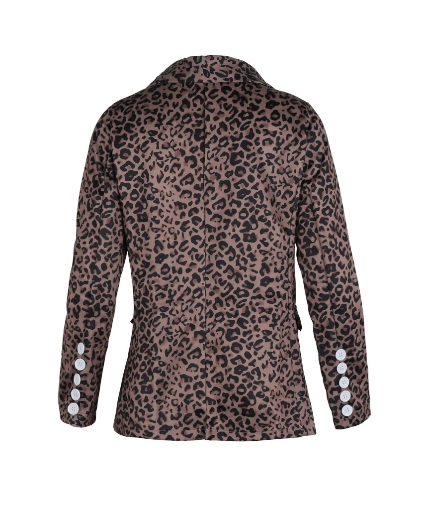 Women's Fashion Lapel Suit Jacket Leopard Cardigan Blazer Office Lady Business Formal Suit Coat Autumn Long Sleeve Slim Jackets