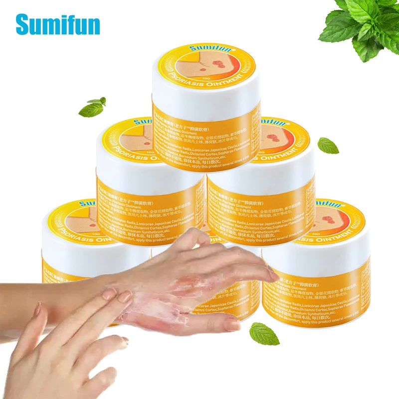 

6 шт. лечение псориаза крем Антибактериальный уход за кожей антиприурический дерматит экзема травяная мазь анти-зуд медицинская штукатурка