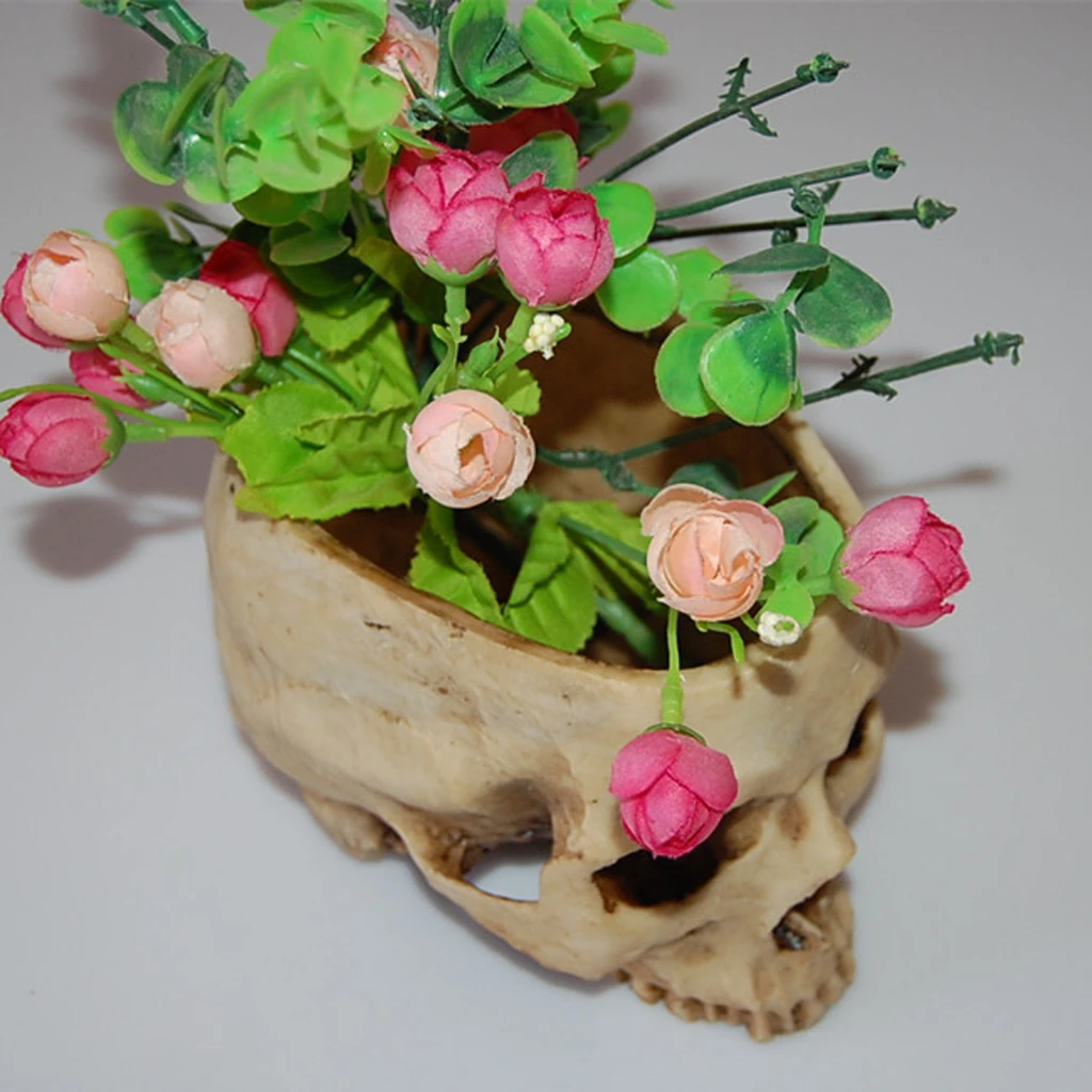 Resin Replica Human Skull Bar Prop Flower Plant Container Bonsai Pot Bed Planter | Дом и сад